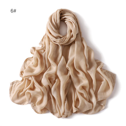 Solid Color Wide-brimmed Cotton And Linen Monochrome Scarf Veil
