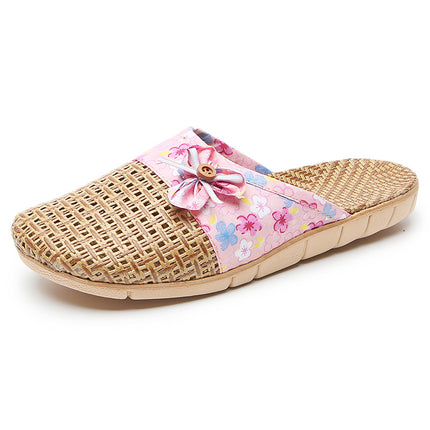 Handmade Silent Non-slip Rattan Linen Bamboo Woven Slippers