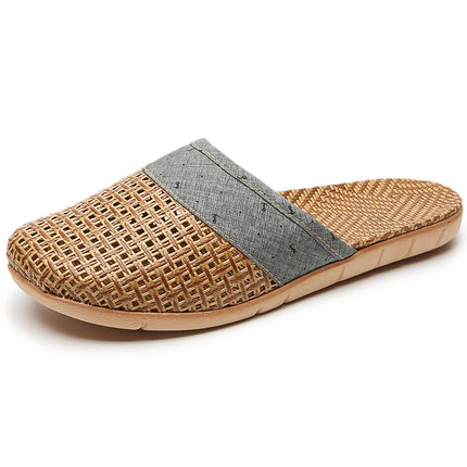 Handmade Silent Non-slip Rattan Linen Bamboo Woven Slippers