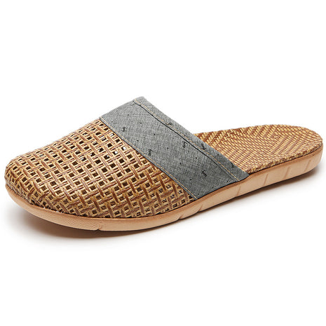 Handmade Silent Non-slip Rattan Linen Bamboo Woven Slippers