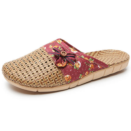 Handmade Silent Non-slip Rattan Linen Bamboo Woven Slippers