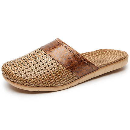 Handmade Silent Non-slip Rattan Linen Bamboo Woven Slippers