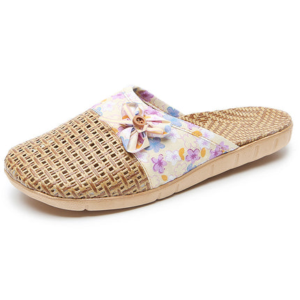 Handmade Silent Non-slip Rattan Linen Bamboo Woven Slippers