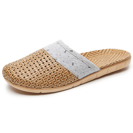 Handmade Silent Non-slip Rattan Linen Bamboo Woven Slippers