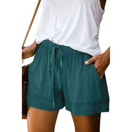 Wide Leg Loose High Waist Elastic Lace-up Shorts