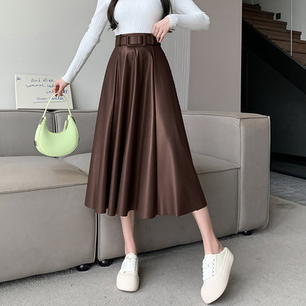 Leather A- Line High Waist Skirt