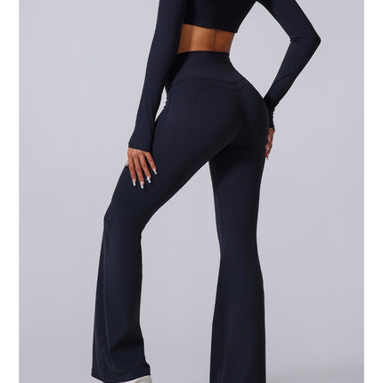 Autumn And Winter New Flared Pants Solid Color Sports Long-sleeve Suit