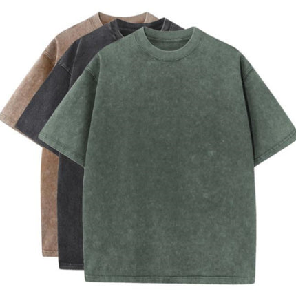 Cotton Heavy Distressed Drop Shoulder Shirt - 3 Pcs