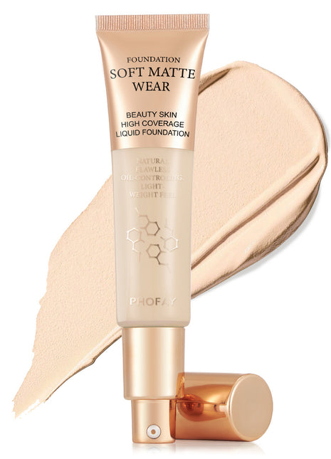 PHOFAY Full Coverage Foundation | Lightweight Oil-Control Liquid Foundation