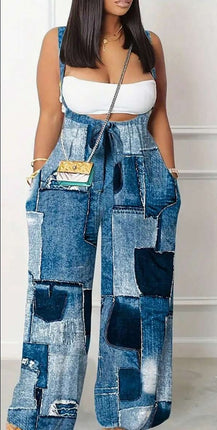 Backless Pleated Gradient Wide Leg Overall