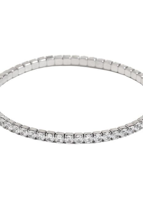 Pulsera elástica de circonita de acero inoxidable chapada en oro de 18 quilates para mujer