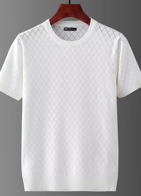 Camiseta de manga corta con aberturas de seda helada fina