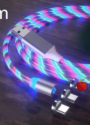 マグネット式2mケーブル マグネット急速充電 照明付きMicro USBケーブル LED
