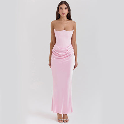 Slim Tube Top Long Bandeau Backless Party Dress