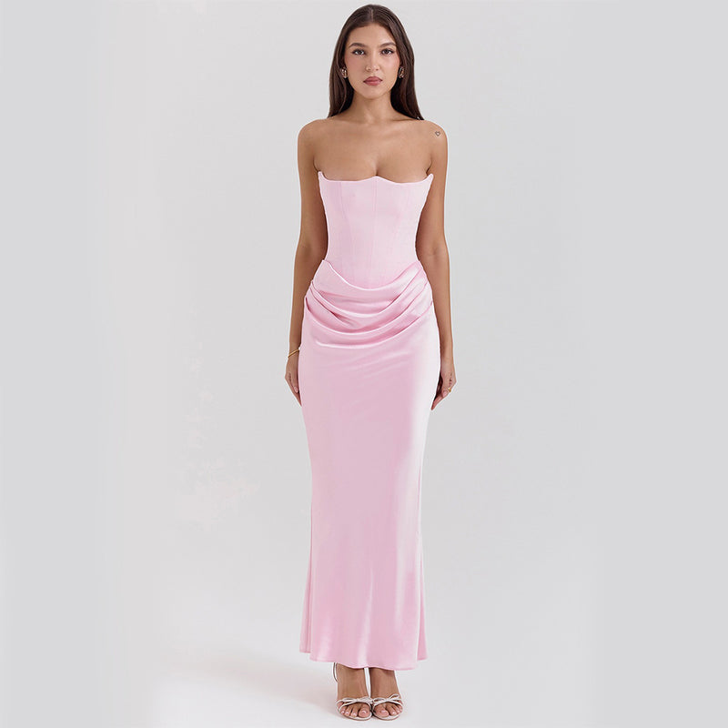 Slim Tube Top Long Bandeau Backless Party Dress