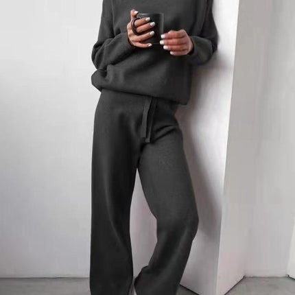Turtleneck Sweater and Drawstring Straight Pants Set