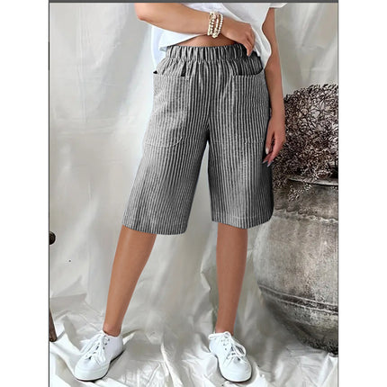 Casual Drawstring Seersucker Pocket Beach Shorts