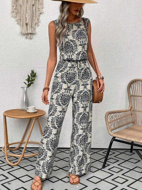 Waist Cinching Casual Straight Leg Jumpsuit
