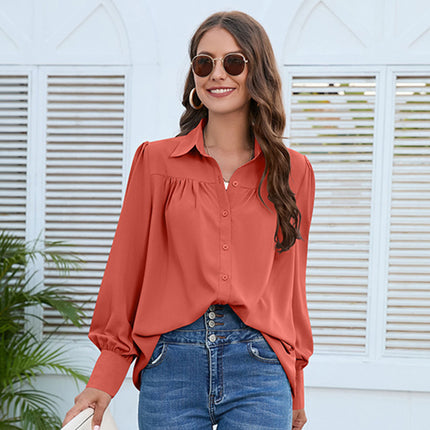 Simple Chiffon Pleated Long-sleeved Shirt