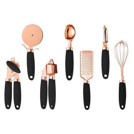 Copper Plated Set of 7 Kitchen Utensils