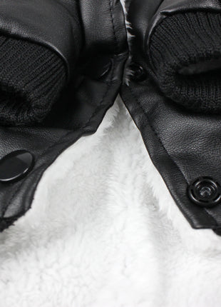 Autumn And Winter Clothes Dog Fur Collar Leather Coat