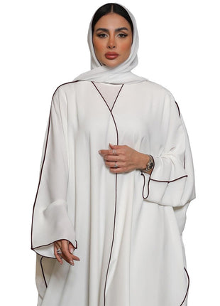 Ice Silk Zou White Patchwork Abaya