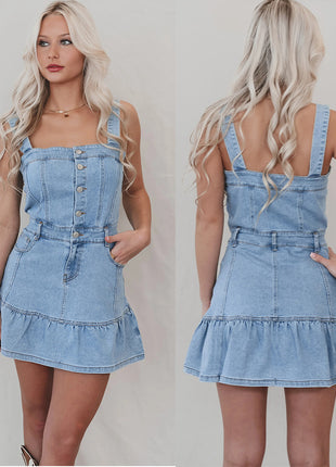 Suspenders Hot Girl Denim Dress
