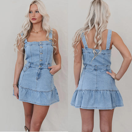 Suspenders Hot Girl Denim Dress
