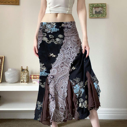 Flora Retro Style Long Skirt