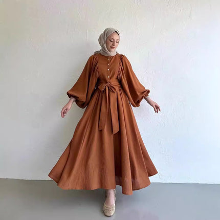 Long Sleeves Top Swing Mid-length Dress