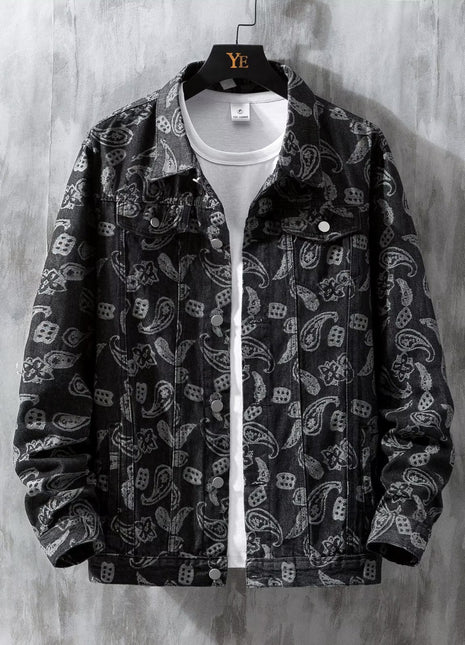 Abrigo de hombre informal de moda con estampado jacquard, versátil y con personalidad en tendencia