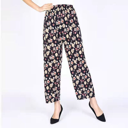 Loose Casual Ice Silk Stretch Nine-quarter Pants