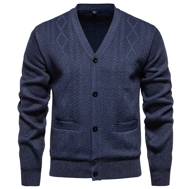Cardigan Men's Long-sleeved Striped Sweater Fall Winter Coat Versatile Top