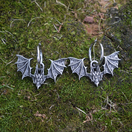 Stainless Steel Witchcraft Halloween Gothic Bat Earrings