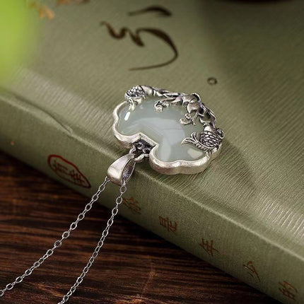 Cooperized Silver Distressed Matte Pendant Necklace