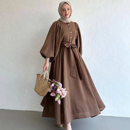 Long Sleeves Top Swing Mid-length Dress