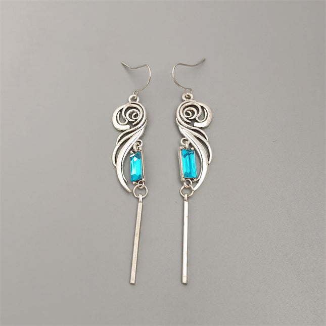 Geometric Square Zircon Long Tassel Earrings