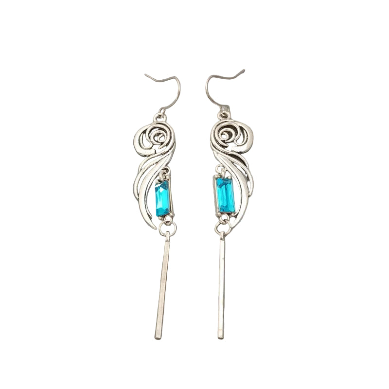 Geometric Square Zircon Long Tassel Earrings