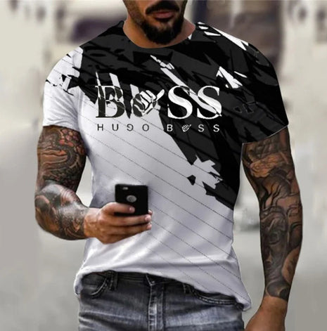 Manga Corta Estampada Casual de Moda