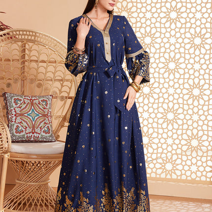 Bronzing Temperament Long Sleeve Dress