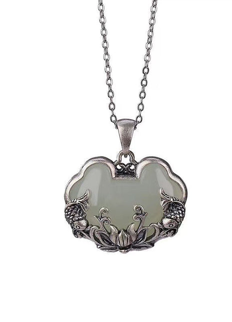 Collar con colgante mate envejecido plateado cooperizado