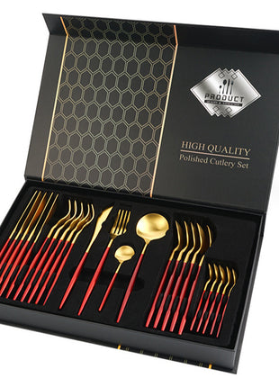 Stainless Steel Tableware 24-piece Set with Gift Box
