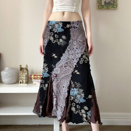 Flora Retro Style Long Skirt
