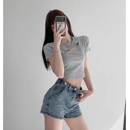 Retro Ins Street Love A-line Denim Shorts