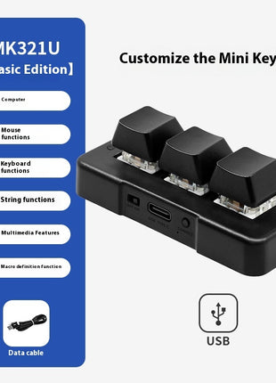 マクロプログラマブルミニPCゲーミングキーボード – 3キー USB/ワイヤレス