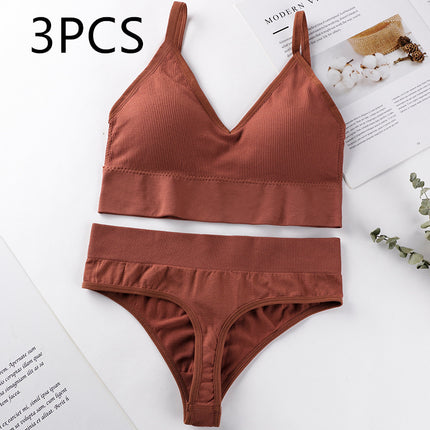 Thin French Style No Steel Ring Panties And Bra Set