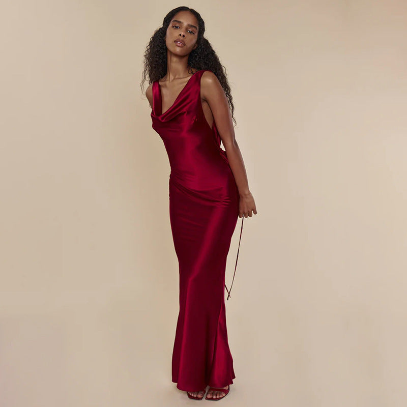 Banquet Style Lace Up Long Dress