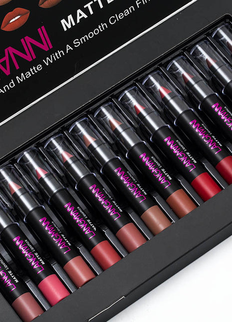 LANGMANNI Matte Lipstick Set | 12-Piece Long-Lasting Matte Lipstick Collection