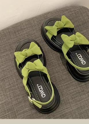 Sandalias de plataforma con lazo estilo coreano