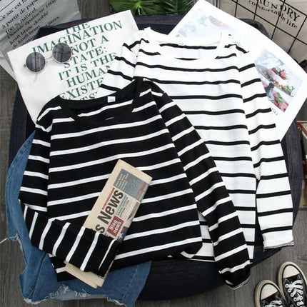 Black Striped Western Style Long-sleeved T-shirt